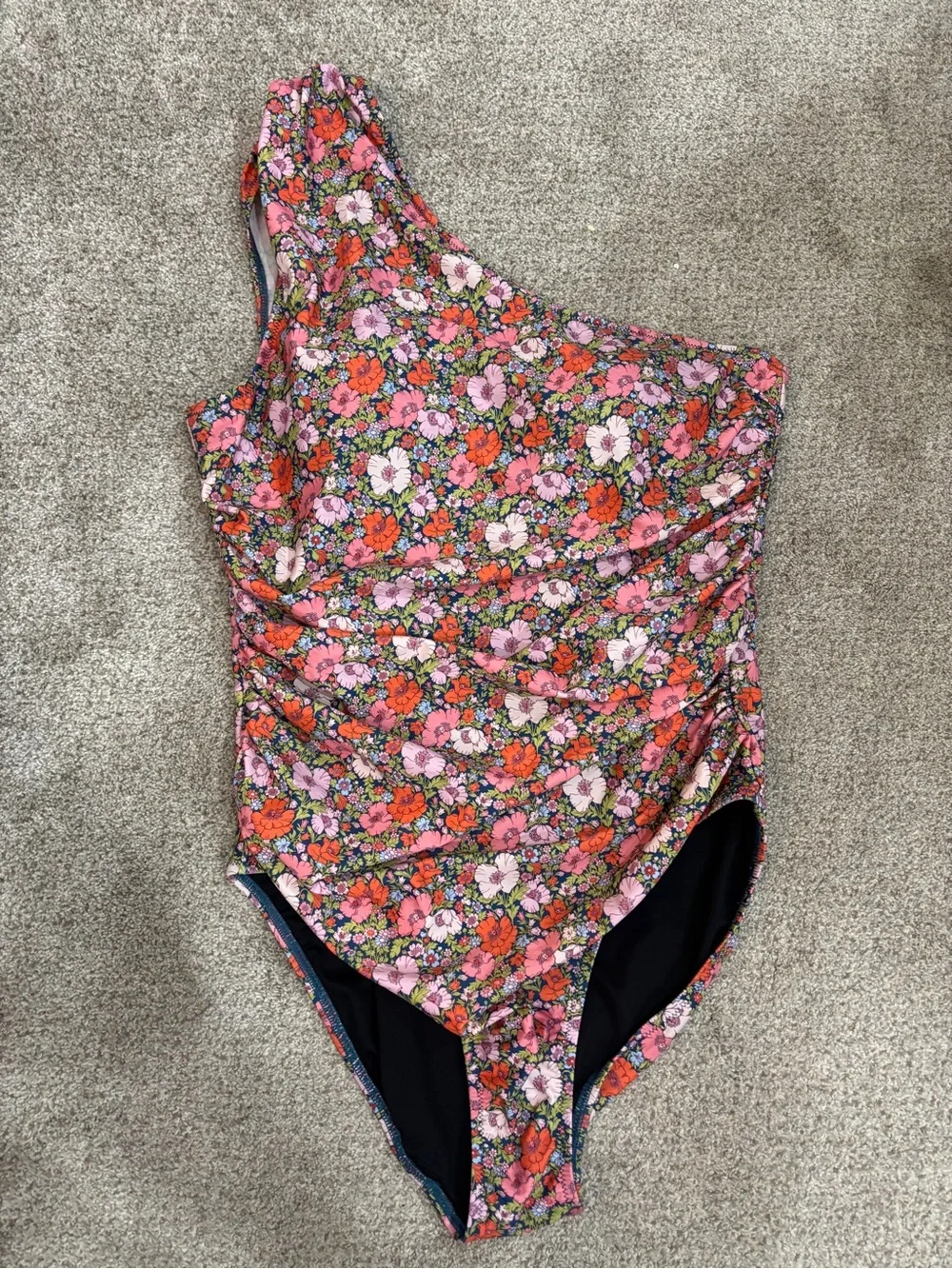 J. Crew Ruched One-Shoulder One-Piece in Liberty Floral Meadow Song Size 14